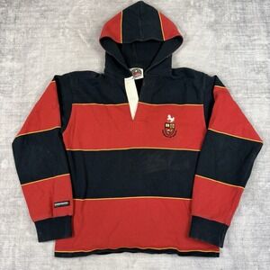 Vtg Barbarian Rugby Wear Sweater Mens XS Red Striped Hoodie University Of Guelph